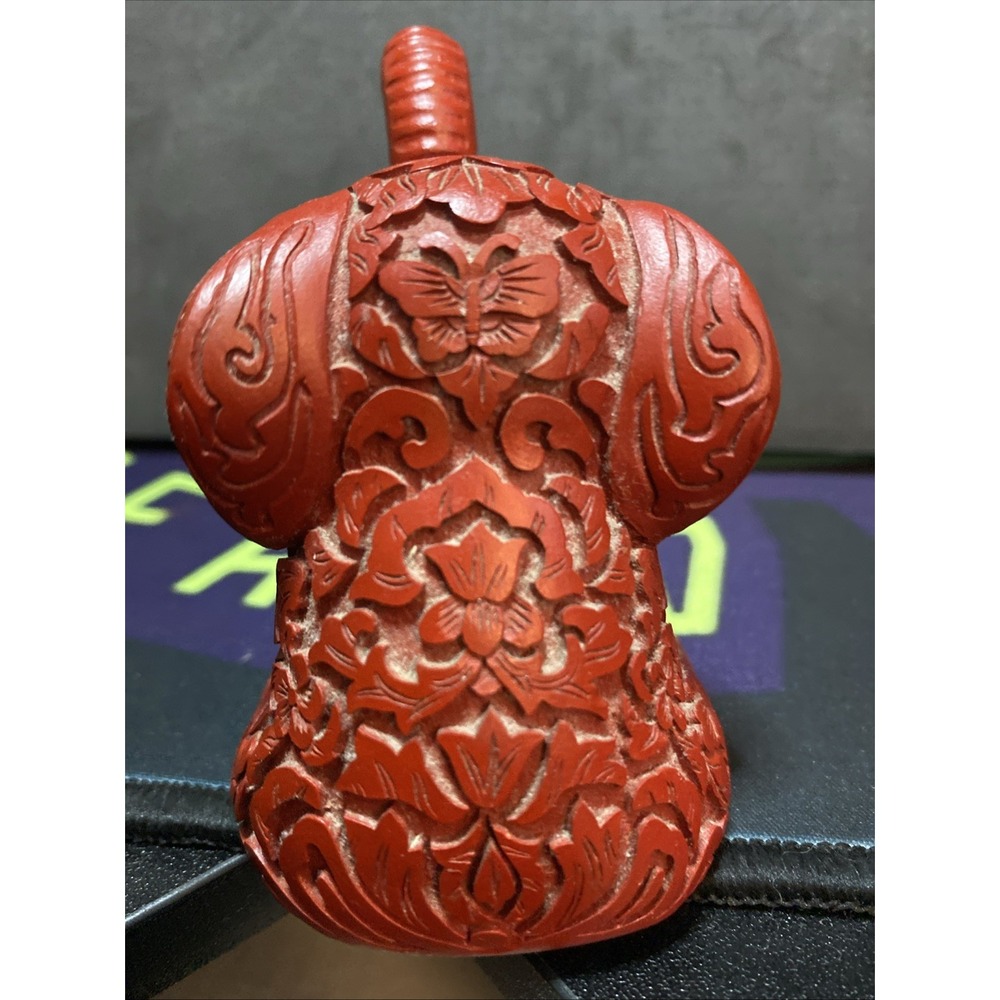 Vintage PG 1991 Chinese Red Resin Carved Design Elephant Taiwan Lucky B1 - Picture 3 of 6